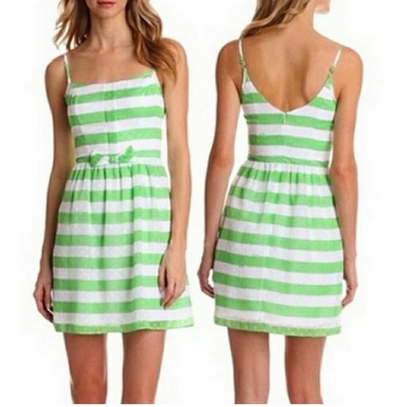 Lilly Pulitzer Dresses & Skirts - Lilly Pulitzer Antonia Fit & Flare Dress Sz 8 Green Awning Stripe